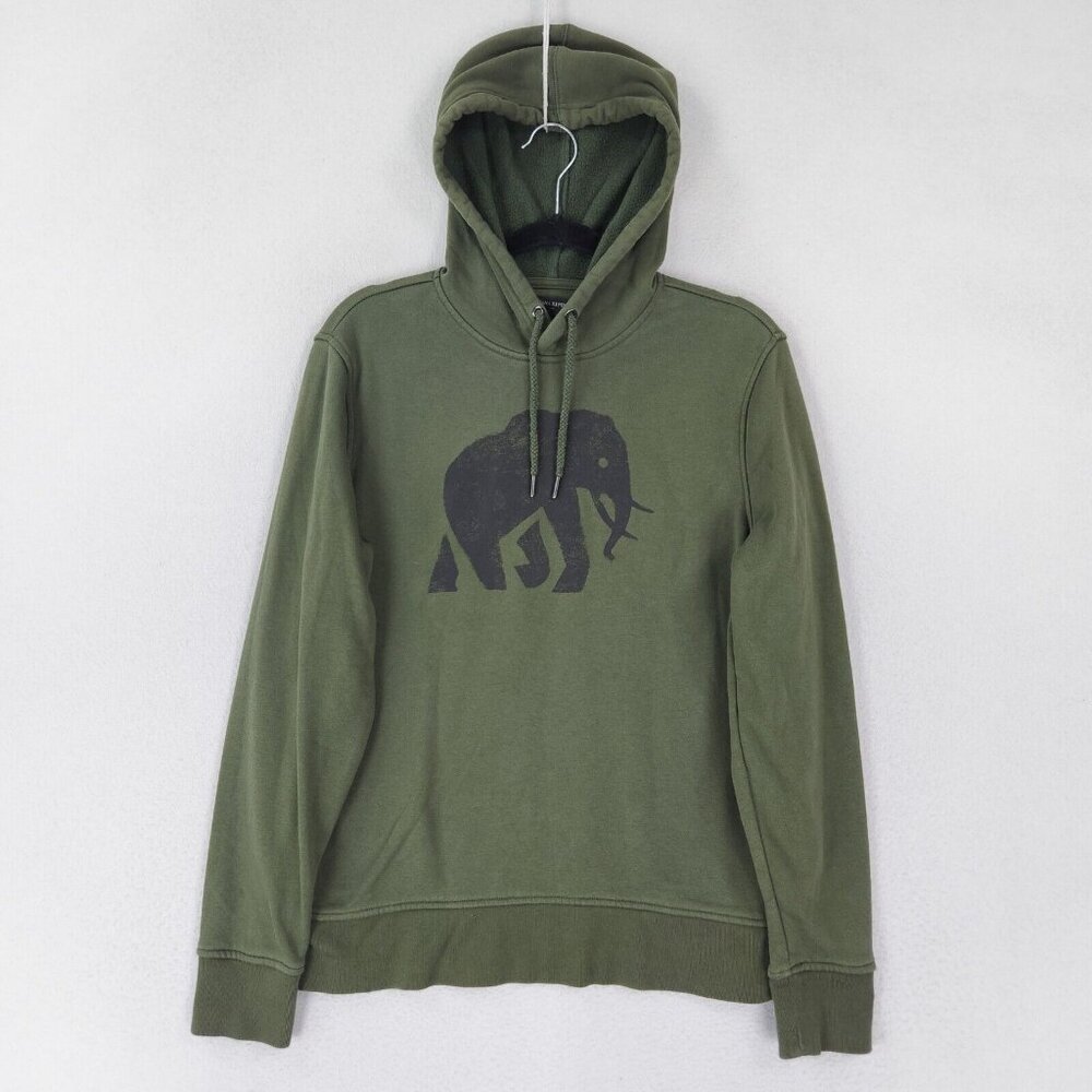 Banana Republic Sweater Mens Small Army Green Elephant Logo Pullover Hoodie